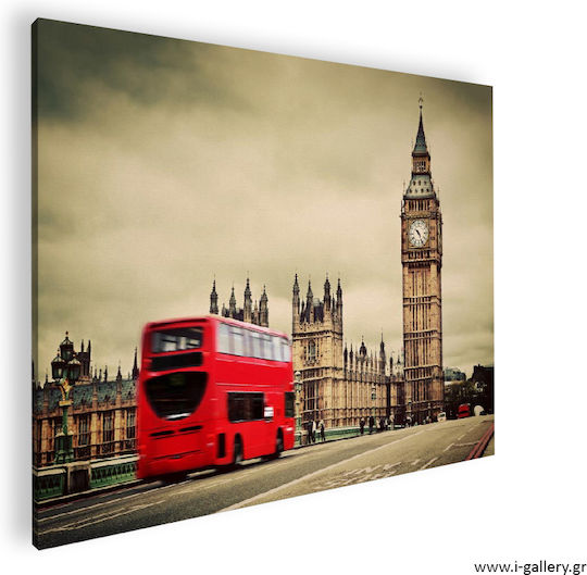 Gemälde Segeltuch London Rotes Bus 40x30 cm