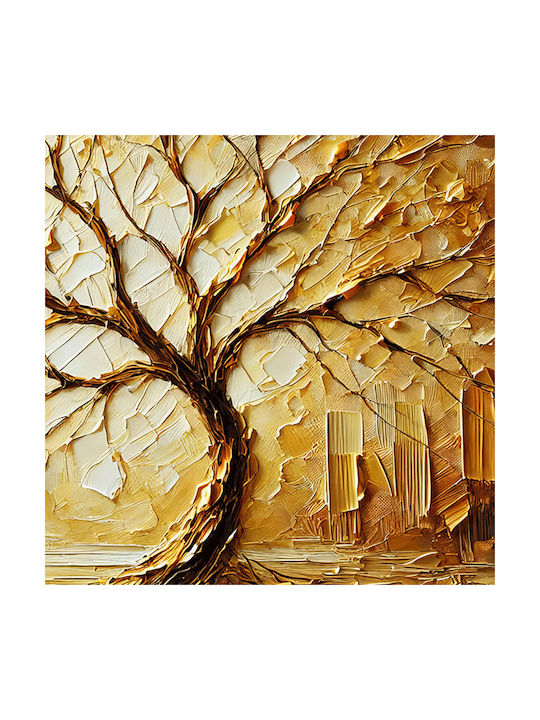 Πίνακας Ζωγραφικής Καμβά Gold Tree Brushes Abstract 150x100 Cm