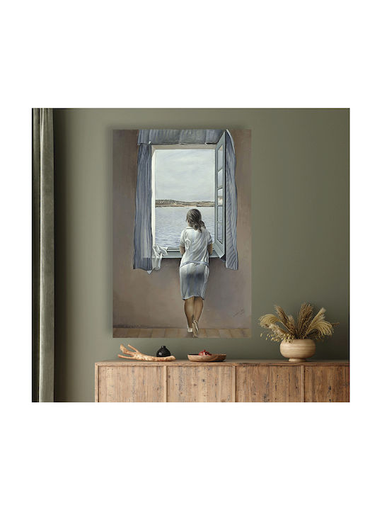 Painting Canvas Dali Figure At Window 90x130 Cm