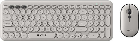 Havit KB254GCM Kabellos Tastatur & Maus Set Englisch US Light Gray