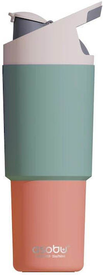 Asobu Handled Tumbler Thermos Bottle Stainless Steel 1lt Pastel Green With Straw And Handle