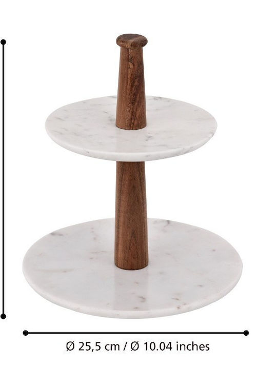 Eglo Stone Dessert Tower Stand with 2 Tiers Makilala White Ø28cmxY25.5cm