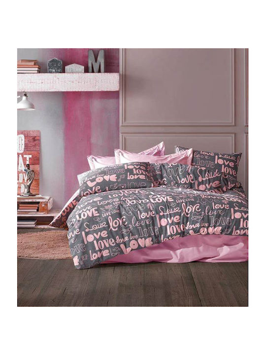 Dimcol Sheet Sets Queen 220x240cm. Love 299 Grey / Lila 4pcs