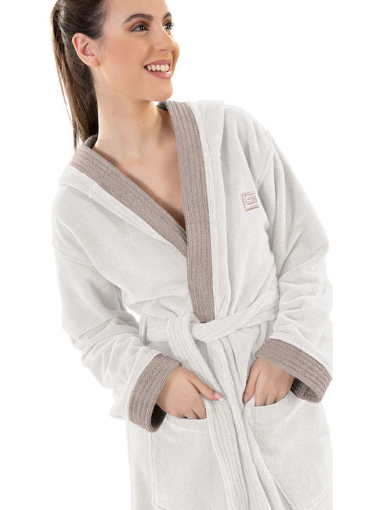 Guy Laroche Monogram Bathrobe with Hood Perla