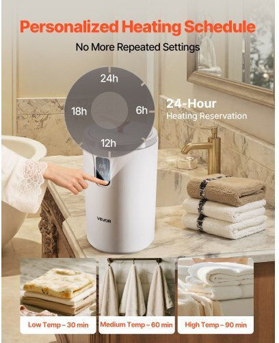 Vevor Towel Warmer Bucket LED Display Timer & Adjustable Temperature Mjjrtbs20llefh7pj001v2