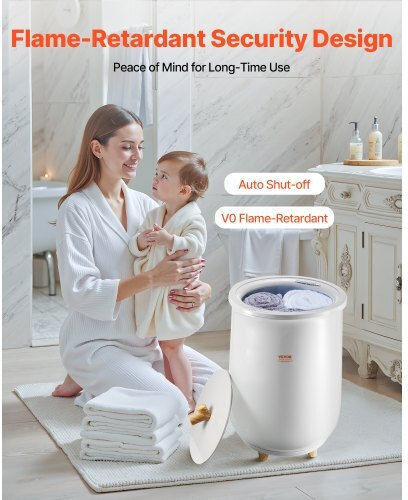 Vevor 20l Towel Warmer Bucket Led Light Timer Temperature Setting Gray