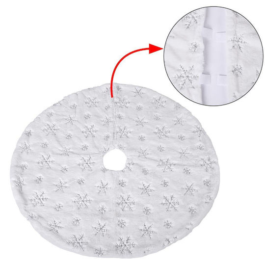 Christmas Tree Skirt Fabric White with Furry Texture D80cm.