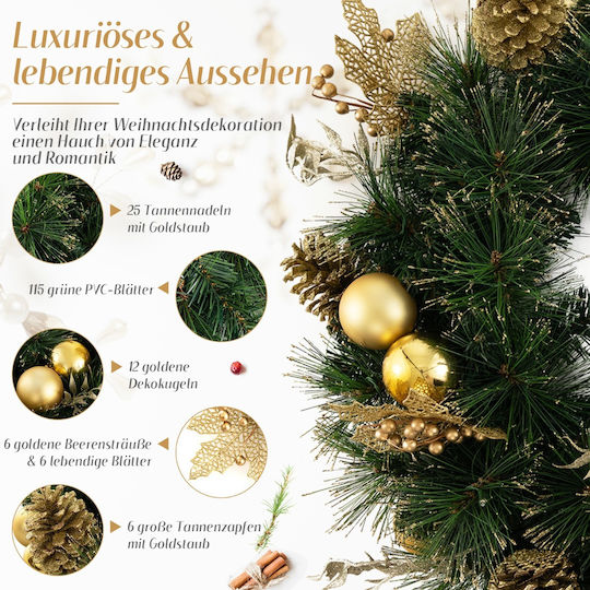 Costway Christmas Lighted Decorative Wreath Battery Powered 60cm