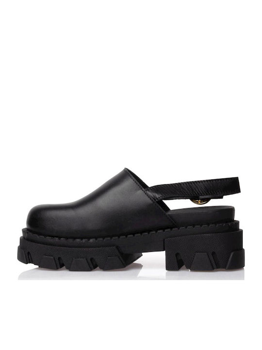 Lederne Damen Ballerinas Slingback in Schwarz Farbe