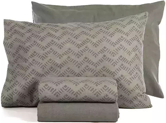 Nef-Nef Homeware Otrando Σετ Σεντόνια Μονά Φανελένια 160x260εκ. Green (3τμχ)