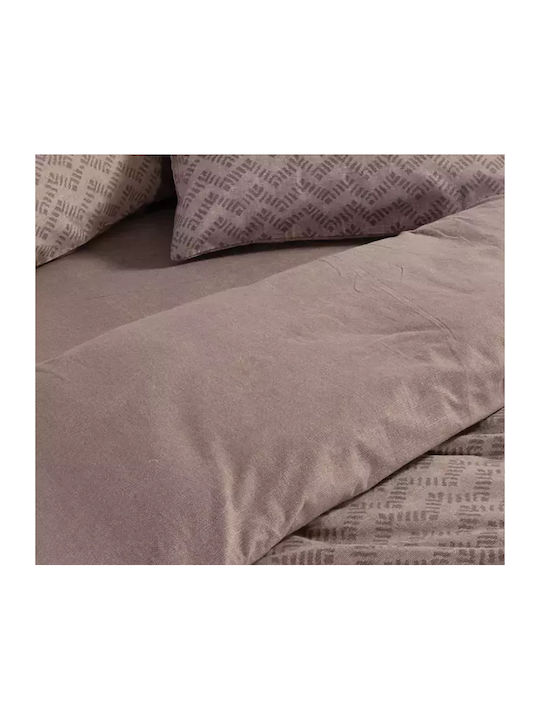 Nef-Nef Homeware Bettwäsche-Set Überdoppel Flanell 240x260cm. Otrando Mocca 4Stück