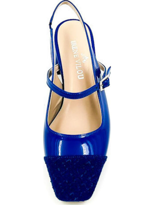 Pumps mit Chunky flachem Absatz Blau