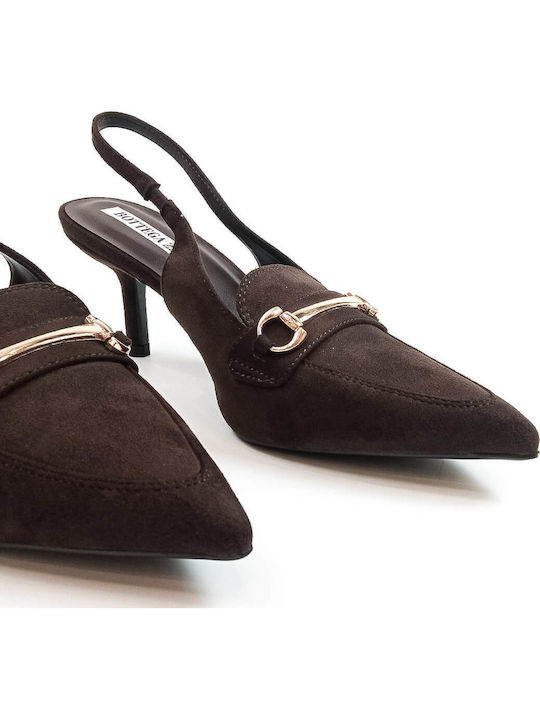Brown Heels Slingback Buckle