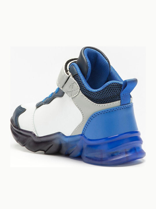 Kids Sneakers High with Scratch & Lights Blue