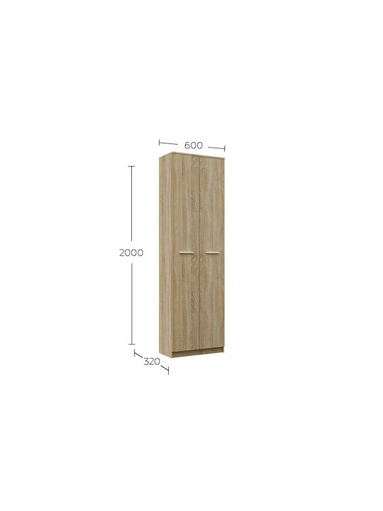 Double Door Wardrobe Reno Sonoma 60x32x200cm