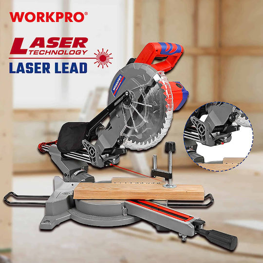 WorkPro Fierăstrău Cu Tăietor De Unghi La Rețea 1800W Glisant Diametru 255mm