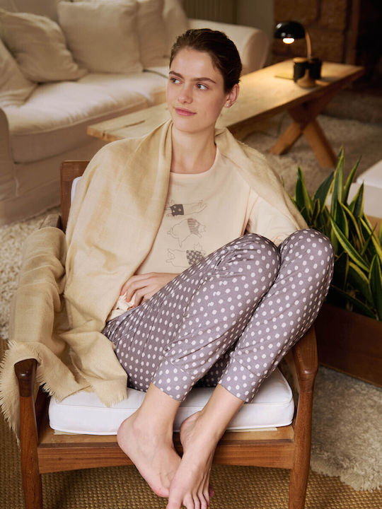 Vamp Winter Women's Pyjama Set Cream