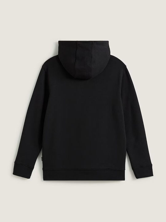 Fleece Επένδυση Παιδικό Φούτερ με Κουκούλα και Τσέπες Black
