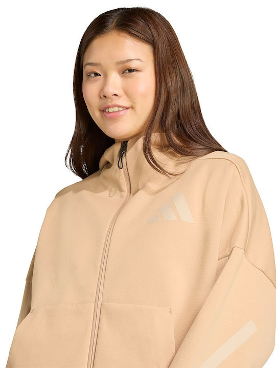Z.n.e. Fz Women's Sweatshirt Jacket Hooded Beige