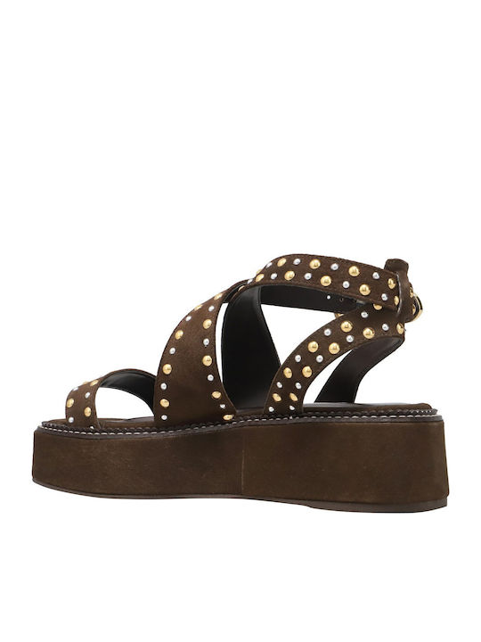 Women's Flat Sandals Flatforms in Brown Color