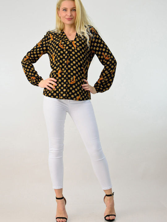 Women's Denim Long Sleeve Shirt Black