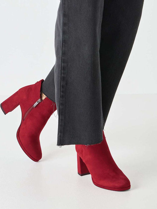 Women's Ankle Boots with High Heel Red