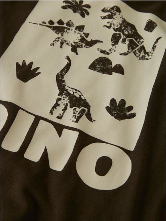 Kids' Shirt Long Sleeve Brown Dino