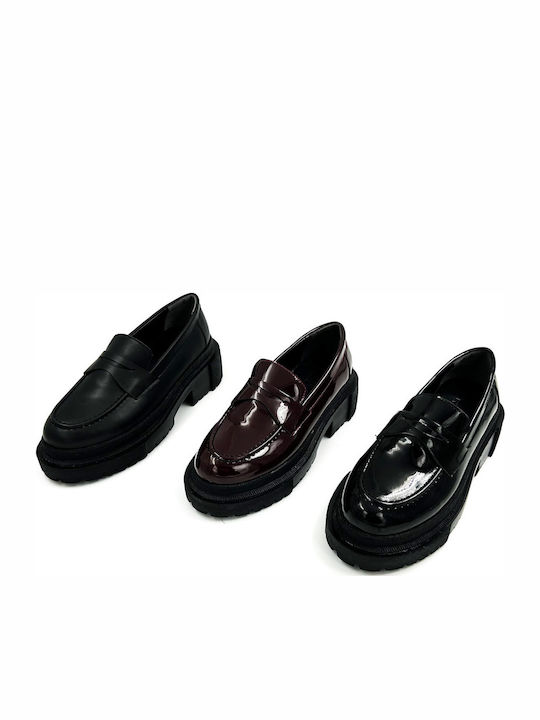 Lackleder Damen Loafers in Schwarz Farbe