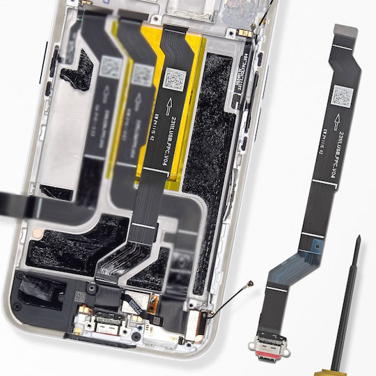 Relife USB-C Charging Connector Nothing Phone 2A 2A Plus Long Flex Cable Black Silver