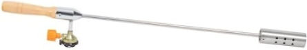 Arzător de Iarbă pentru Grădină 64 Cm Lungime Mâner din Lemn Tijă Metalică Argintie