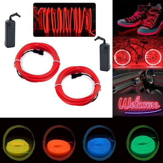 Glowmania Kit Luminiscent El Wire Pentru Reglaj Roți Bicicletă 4 M Lungime Invertori Incluși