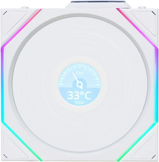 Lian Li UNI Fan TL-LCD Kabelloser Gehäuselüfter 120mm (1900rpm / 54,3cfm) mit ARGB Beleuchtung 3 Stück Weiß