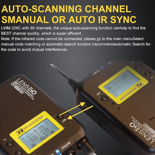 LensGo LWM-328C Σετ Ασύρματο Μικρόφωνο Πέτου, Clip On