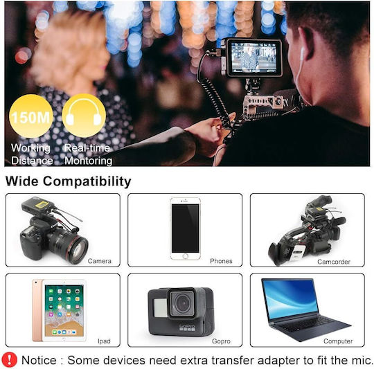LensGo LWM-328C Σετ Ασύρματο Μικρόφωνο Πέτου, Clip On