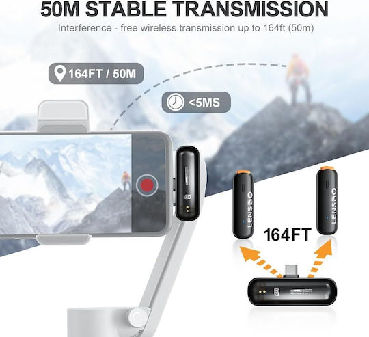 Ledgo 518C Wireless Microfon Πέτου, Clip On pentru Mobil