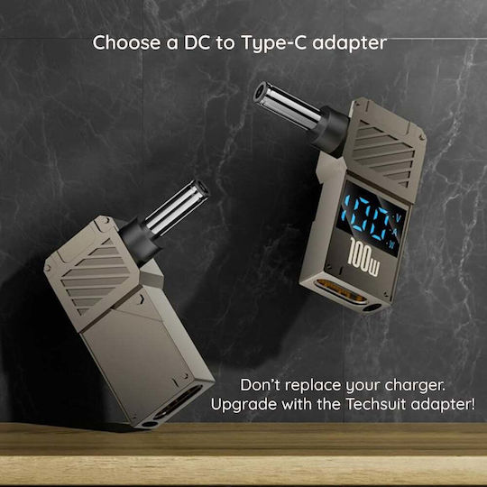 Techsuit Konverter USB-C / DC männlich zu DC weiblich Gray 1Stück