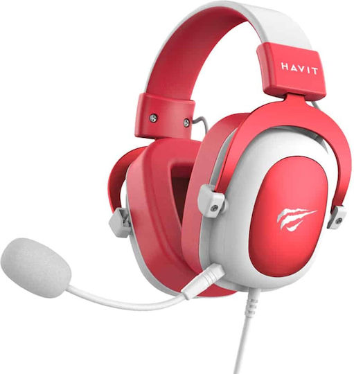 Havit H2002D Over Ear Gaming Headset με σύνδεση 3.5mm Red/White