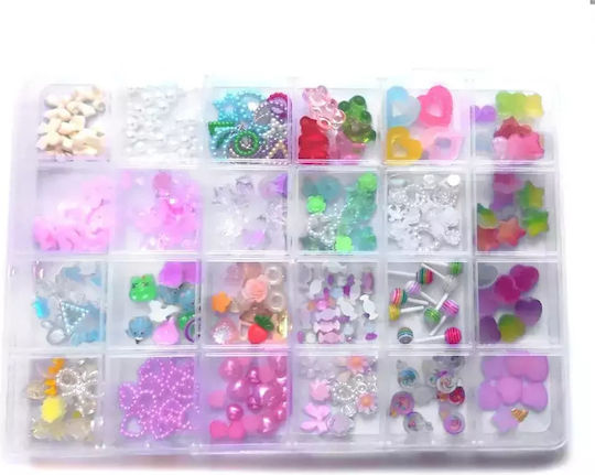 Wd Nail Deco Charms 3d Διακοσμητικά Νυχιών Σετ 24 Διαφορετικά Σχέδια
