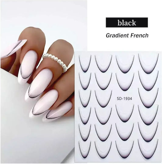 Wd Nail Stickers French Manicure Black Nail Stickers French Manicure Black