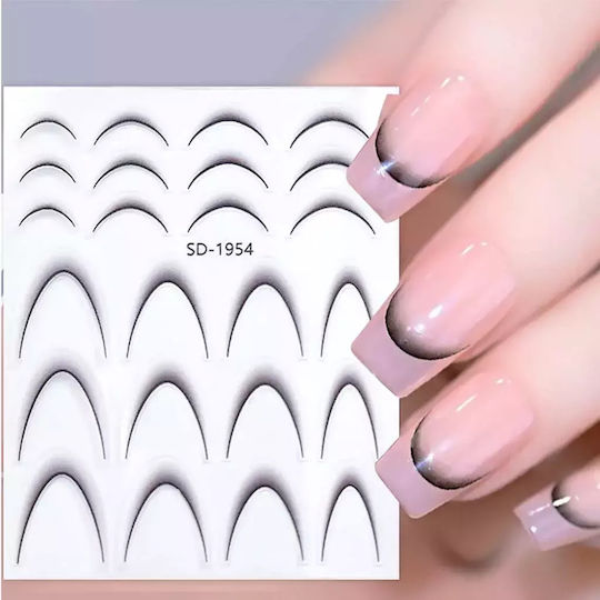 Wd Nageldesign Französische Maniküre Schwarz Aufkleber mit Design des Herstellers