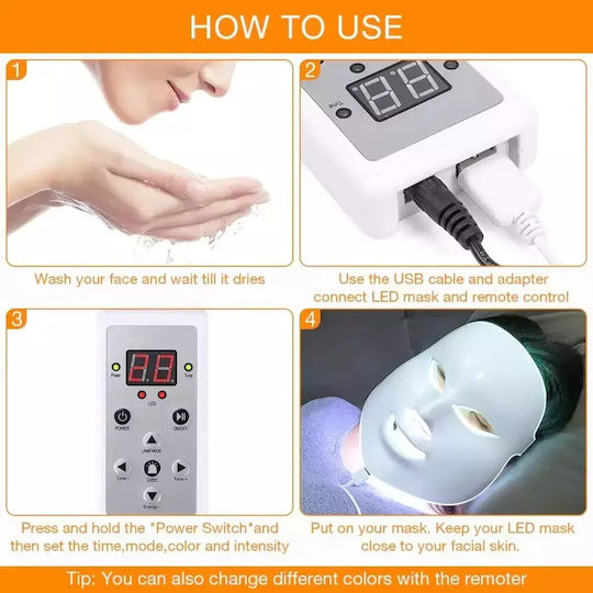WD Led Therapy Mască de Fototerapie Facială LED