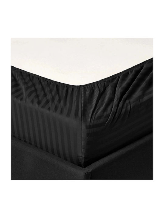 Kotonia Home Cearșaf Super dublu cu Elastic 160x200+20cm. Negru