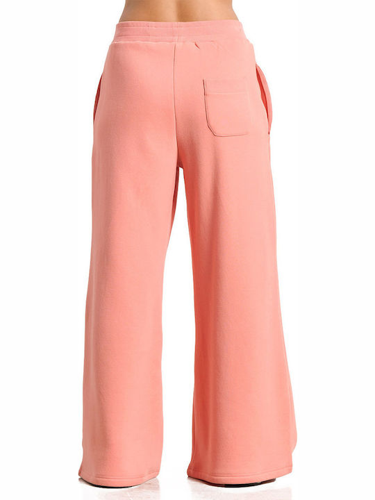 High Waist Sweatpants Wide Pink