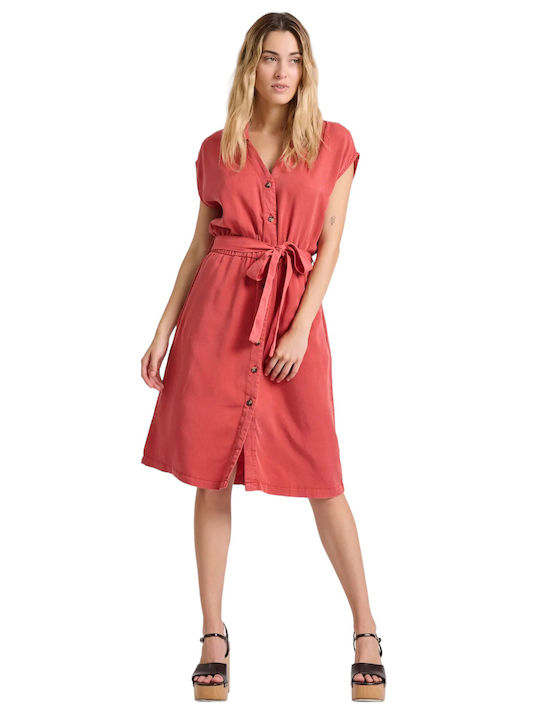 Καλοκαιρινό Midi Σεμιζιέ Φόρεμα Mineral Red