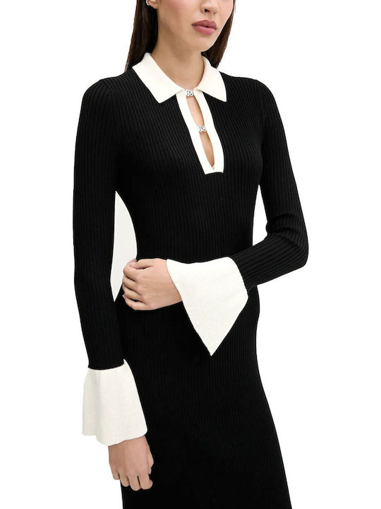 Sharry Midi Dress Long Sleeve Black