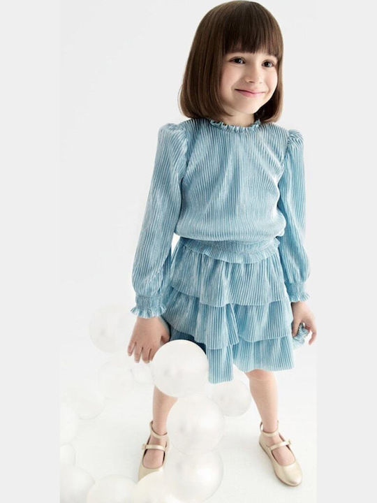 Kids Set with Skirt Winter 2 Pieces Blue
