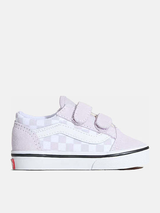 Old Skool Kids Sneakers with Hoop & Loop Closure Lilac