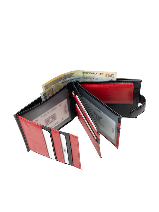 Кожен Мъжки Портфейл с RFID Червен