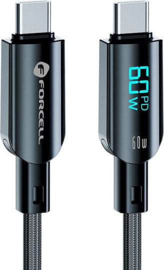 Forcell F-energy USB 2.0 Kabel USB-C männlich - USB-C 60W Schwarz 1.2m