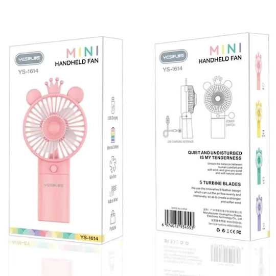 Yesplus Ys-1614 Wiederaufladbarer Mini Handventilator Lila